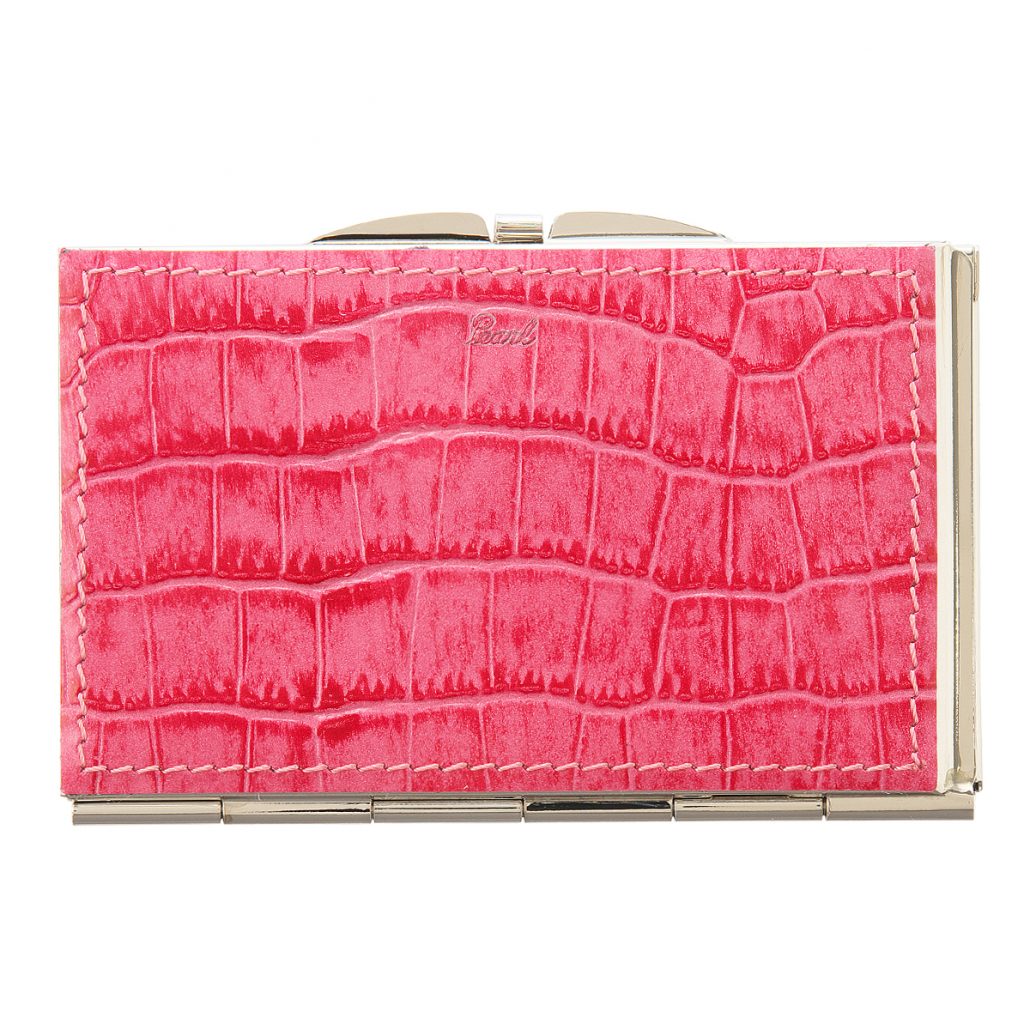 Tsubota Pearl - 2Way Card Holder - Croco Embossed Leather - Pink