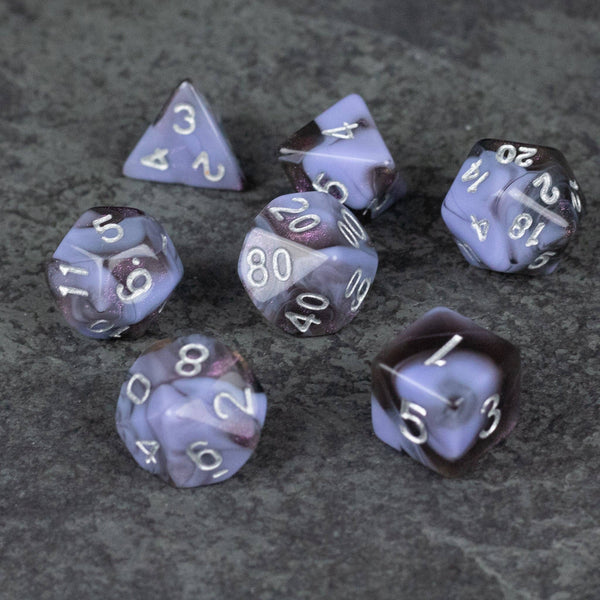 Periwinkle and Black Acrylic Dice Set - Space Camp