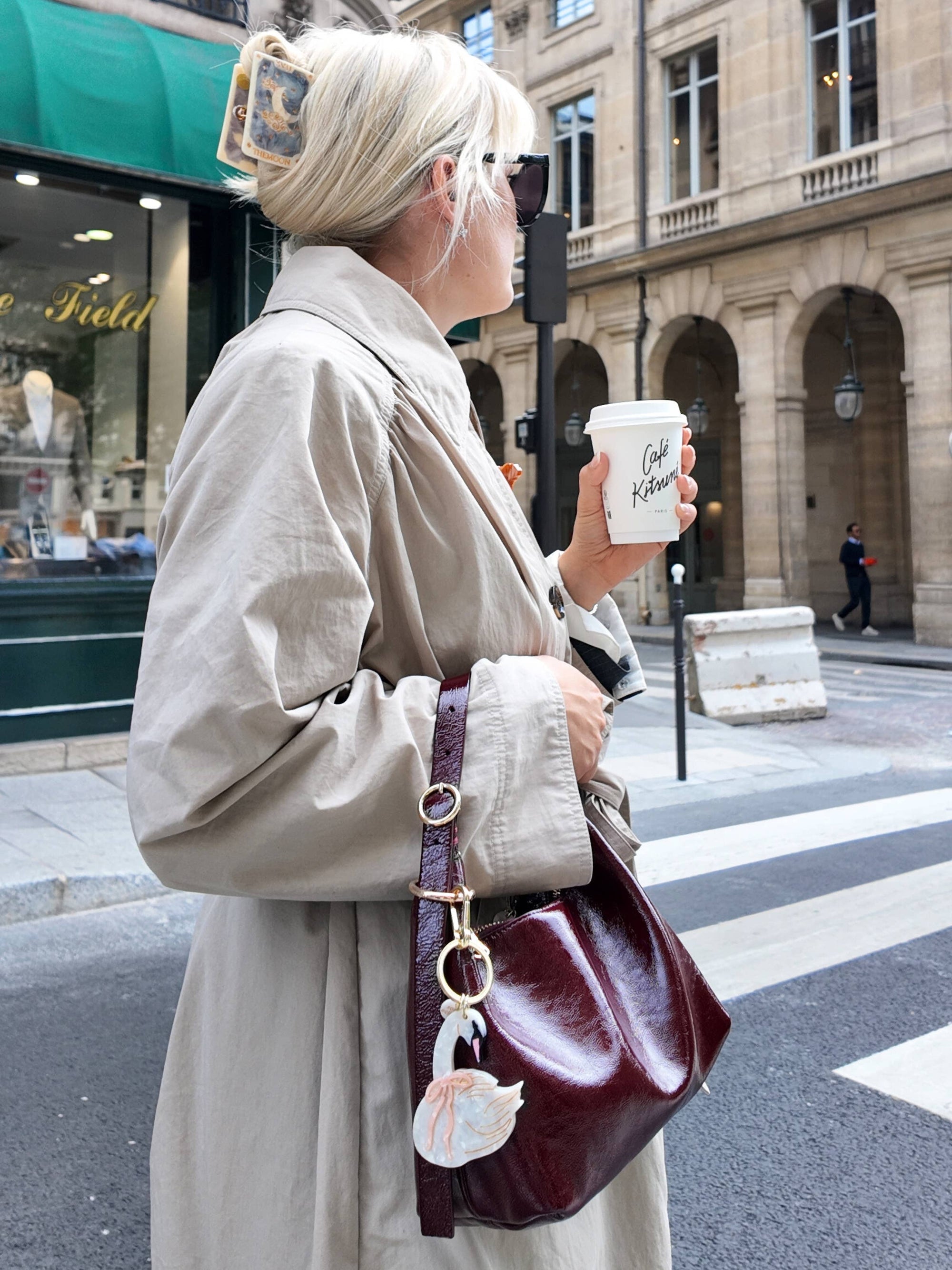 Solar Eclipse - Hand-Painted Bow Swan Bag Charm + Keychain