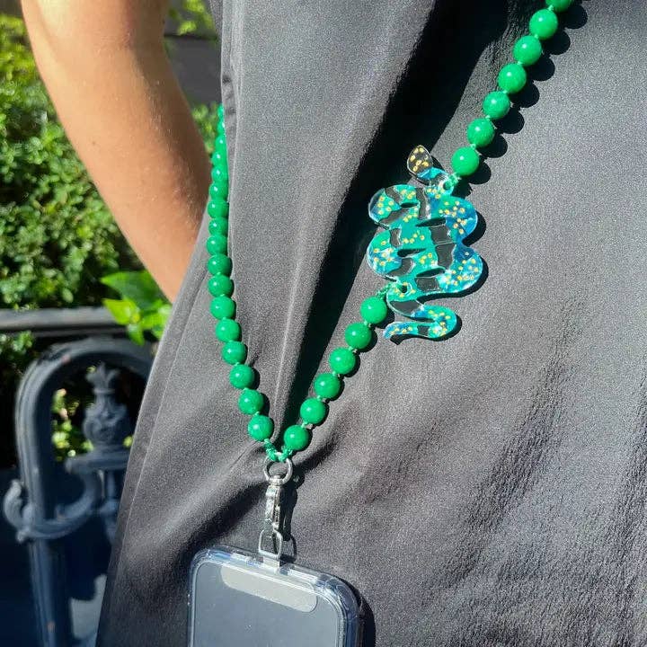 Solar Eclipse - Hand-painted Snake Gemstone Crossbody Phone Chain