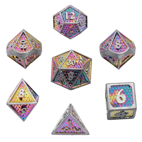Solid Metal Mini Behemoth Dice Set - Brushed Rainbow
