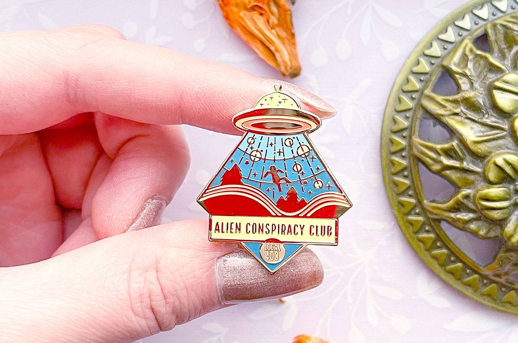 Alien Conspiracy Club Enamel Pin - Space Camp