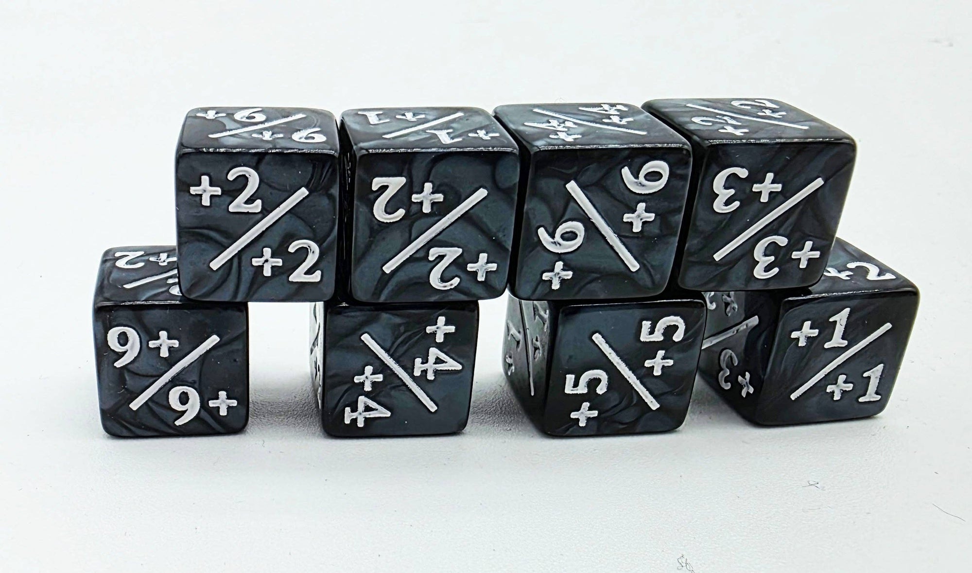 Pearl Black with White Dice - +1/+1 Magic Counters