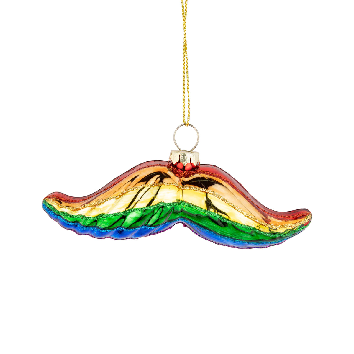 Rainbow Mustache - Glass Ornament
