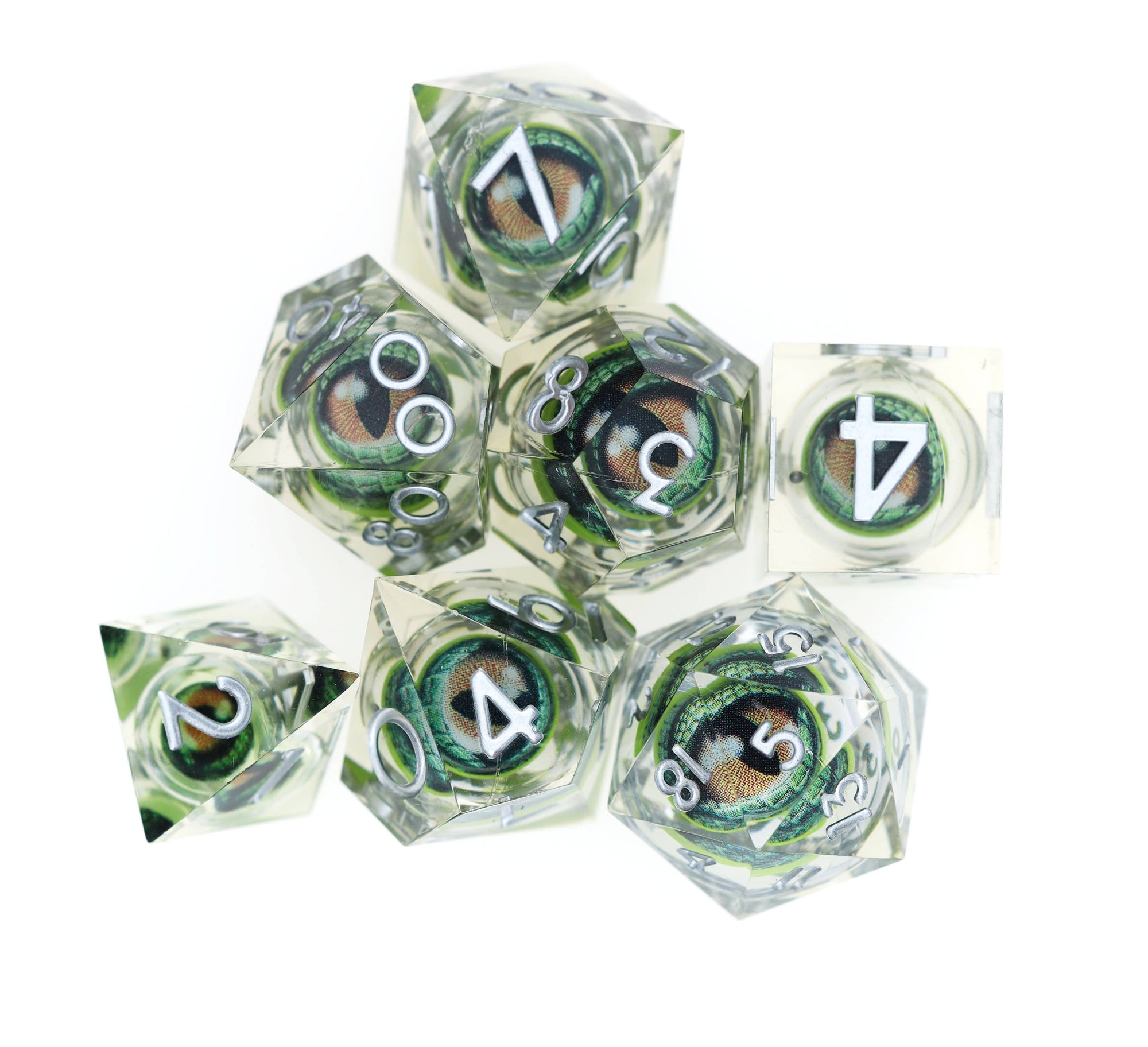 Sharp Edge Moving Eye RPG Dice Set - Green Dragon Eye