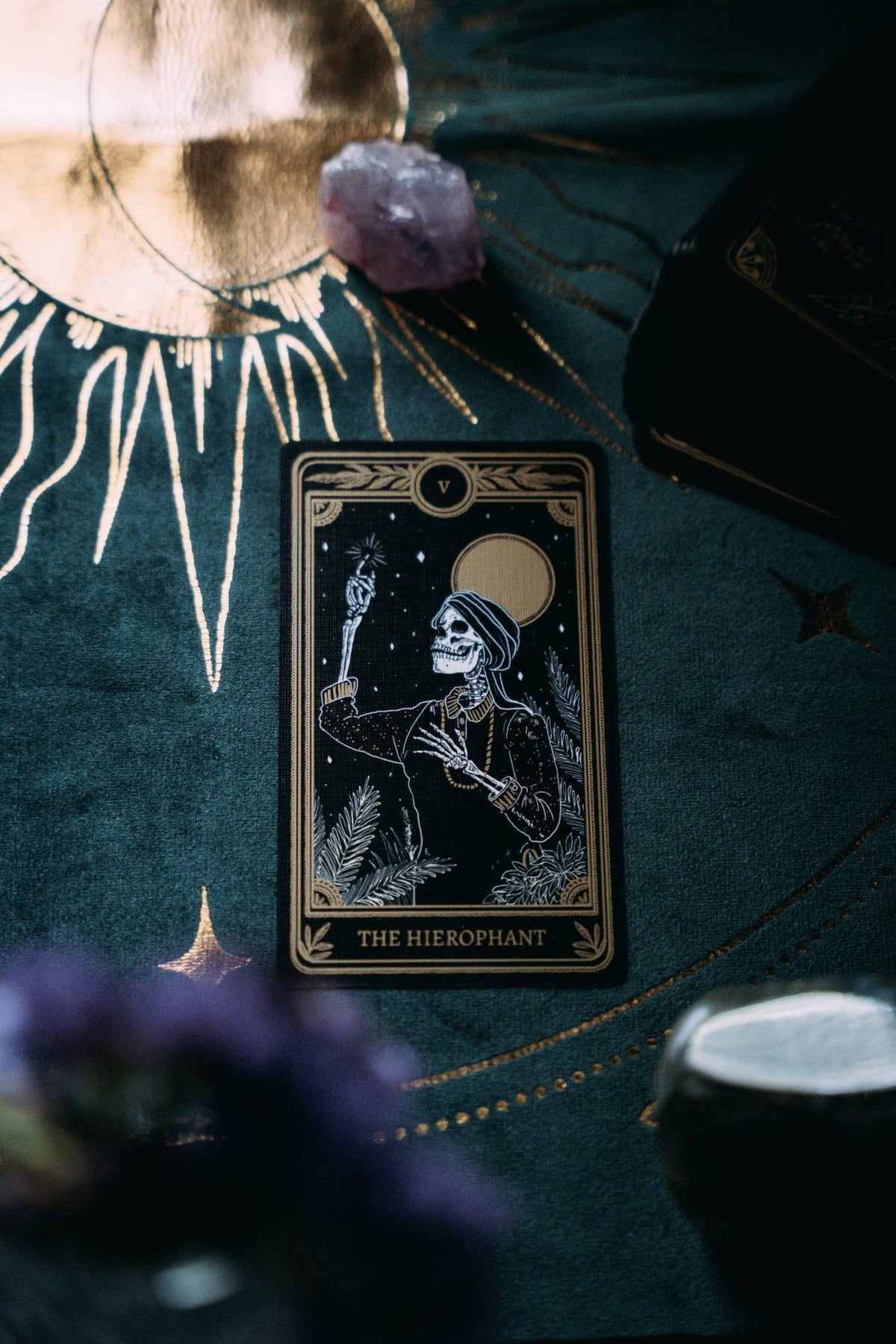 13th Press - Altar Cloth - "Celestial" - Black Velvet + Silver Foil