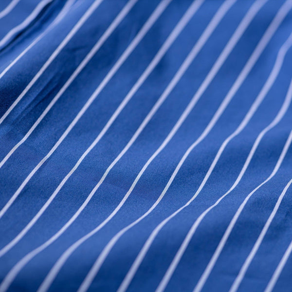 Puebco - Cotton V-Neck Stripe Shirt - Blue