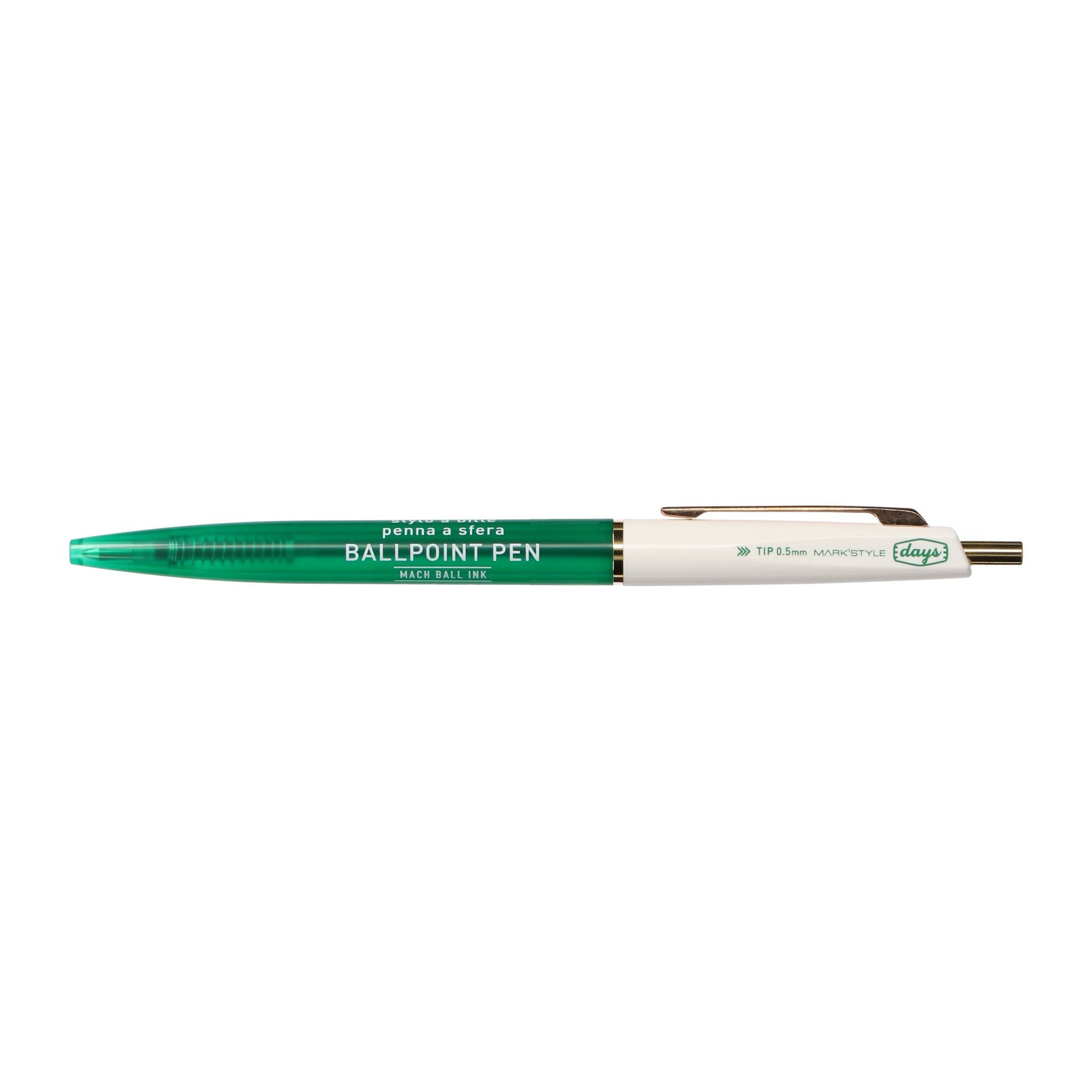 MARK'STYLE - Mach Ballpoint Pen - 0.5mm Black Oil-based ink - Green-White