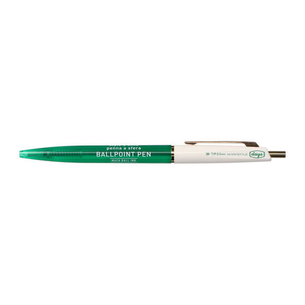 MARK'STYLE - Mach Ballpoint Pen - 0.5mm Black Oil-based ink - Green-White