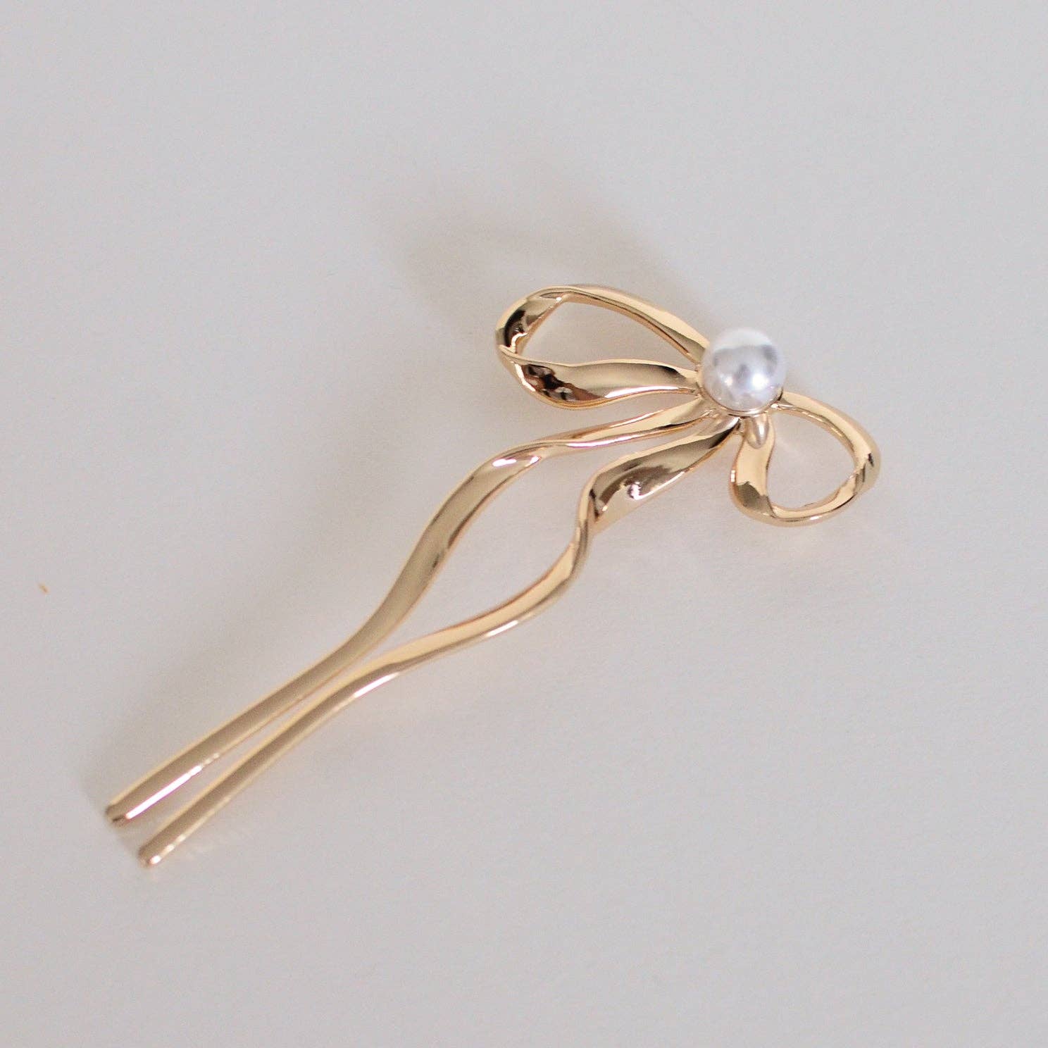 nar'sha - Pearl Bow Hair Stick l Gold