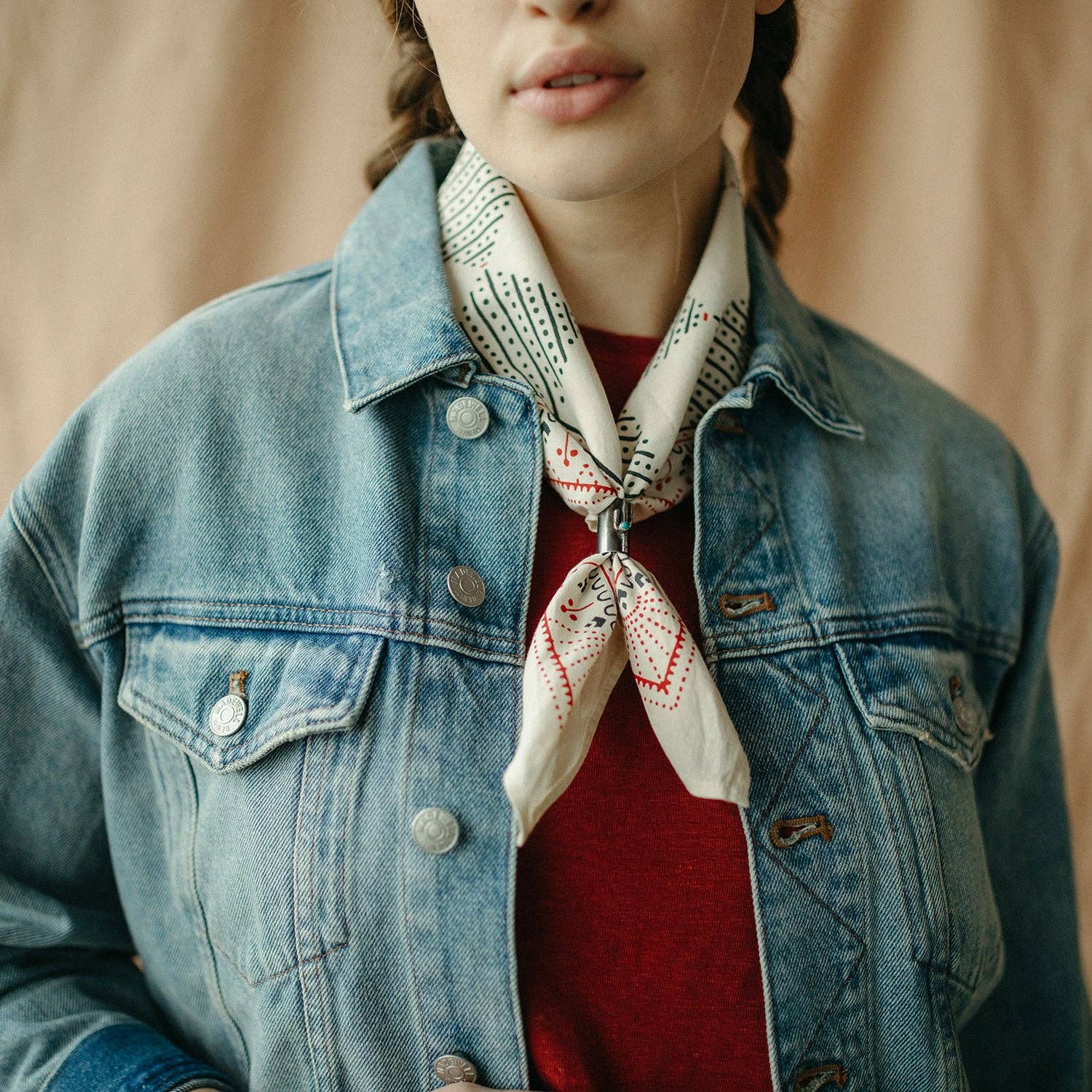 Cotton Checker Bandana in Sand