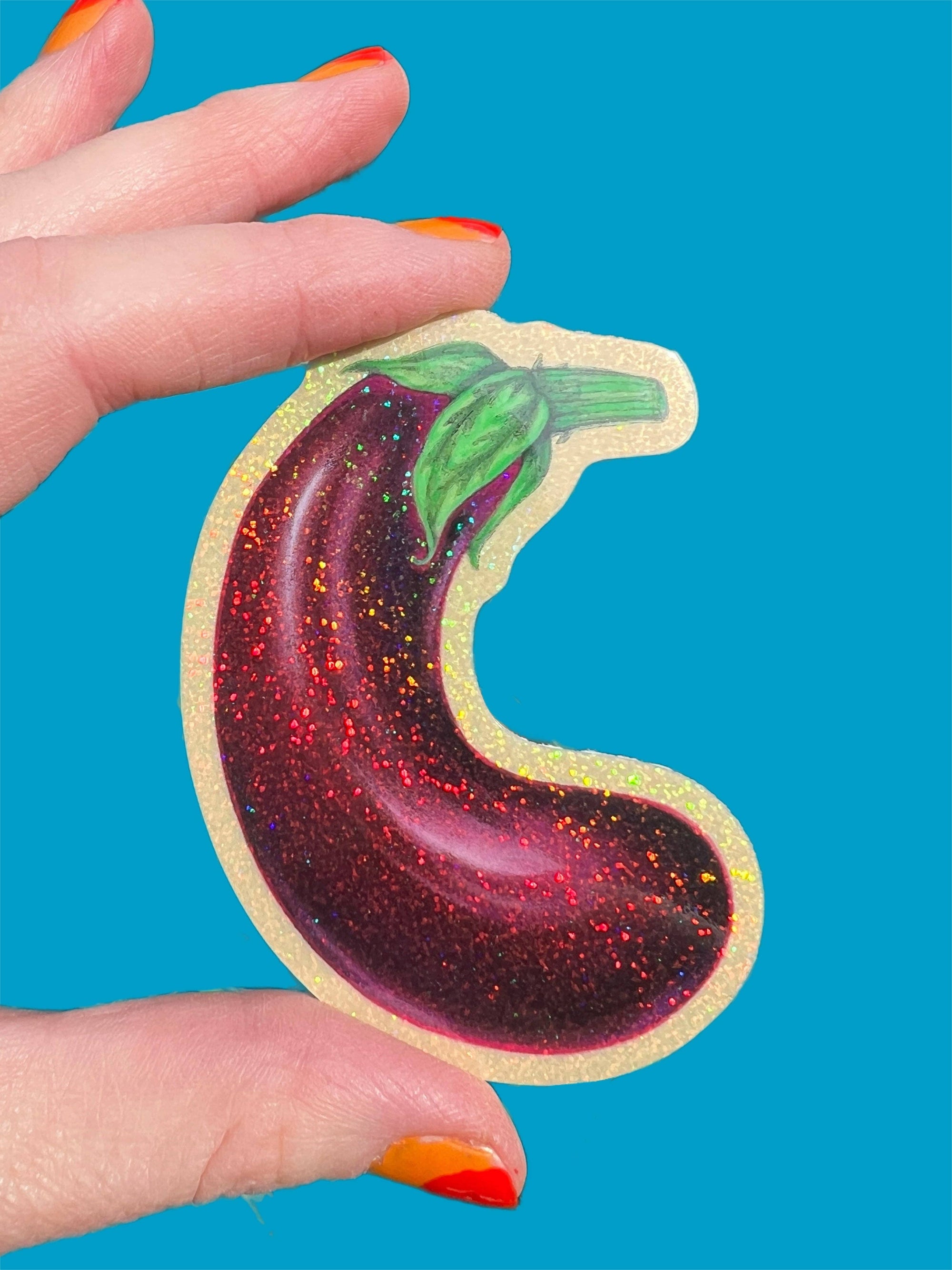 Eggplant - Glitter Sticker