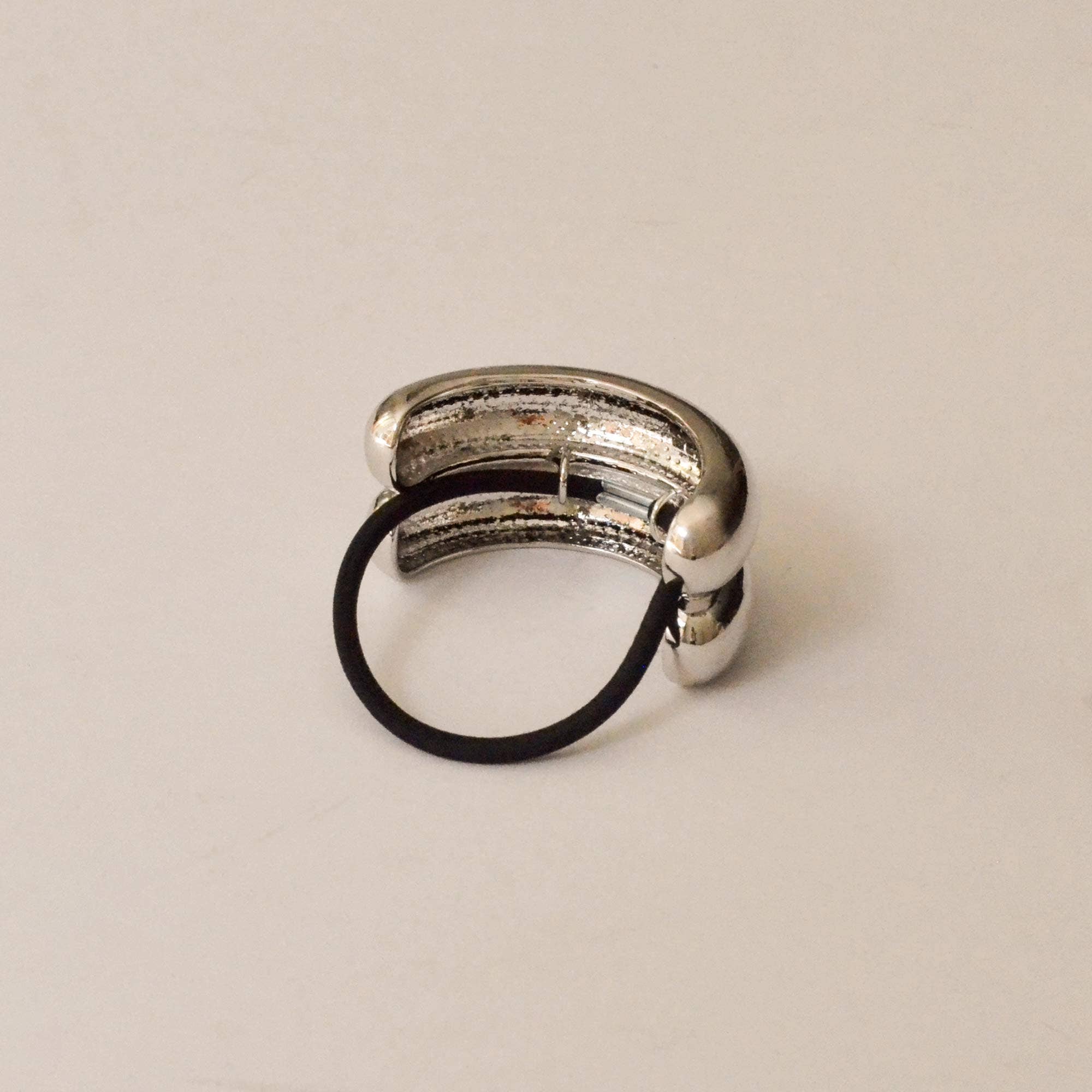 nar'sha - Wide Double Arch Metal Ponytail Hair Tie | Silver
