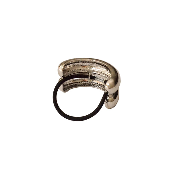 nar'sha - Wide Double Arch Metal Hair Tie - Silver
