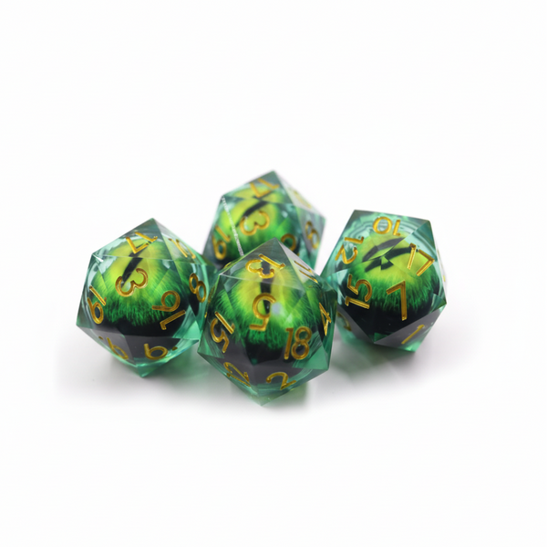 35mm Moving Eye D20 Dice - Green Cyclops Eye