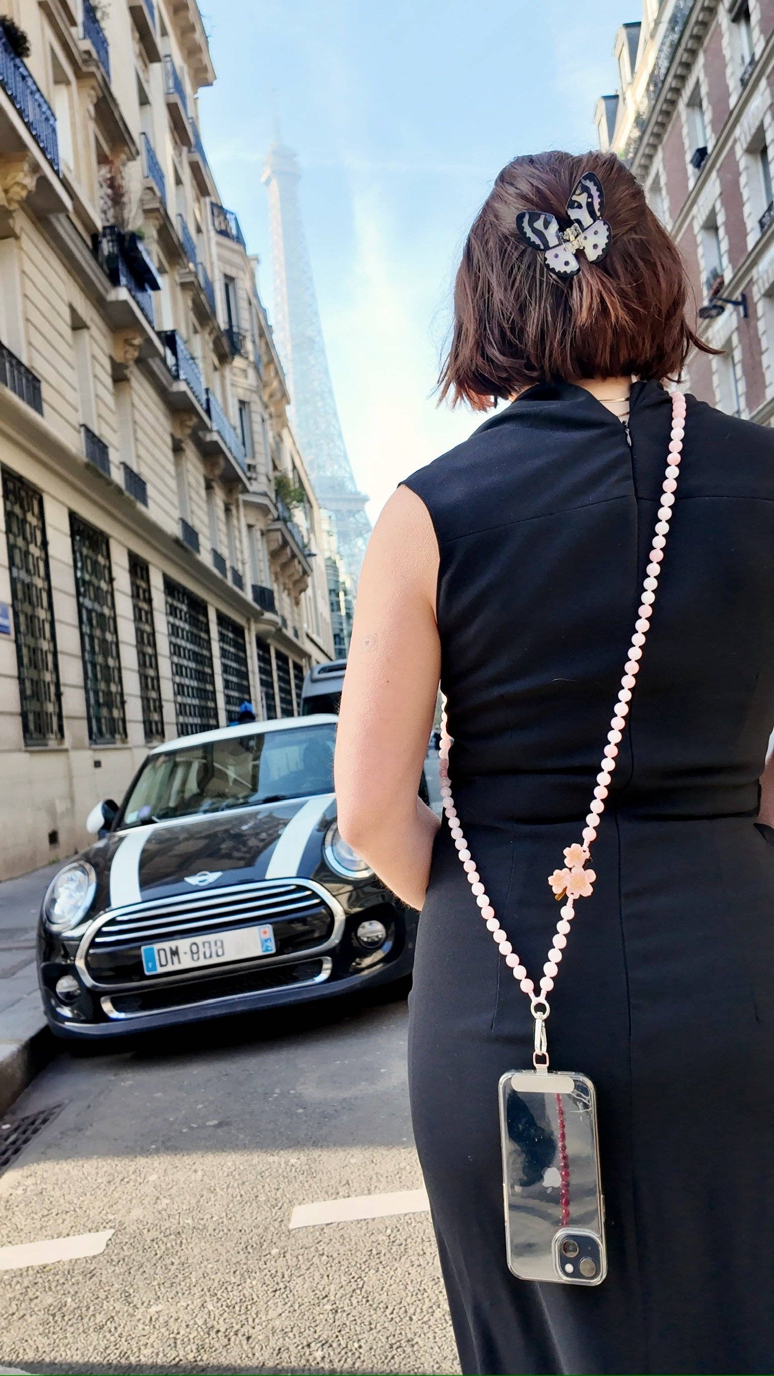 Solar Eclipse - Hand-painted Cherry Blossom Gemstone Crossbody Phone Chain