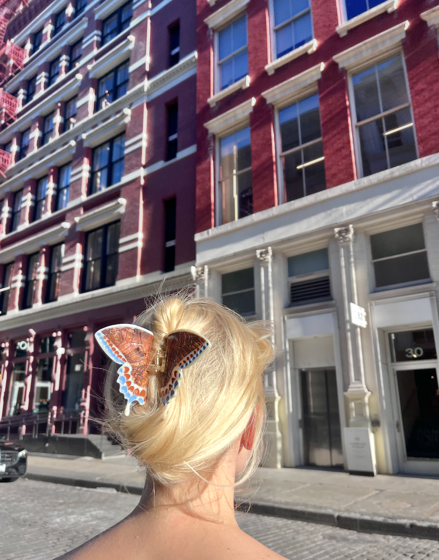 Solar Eclipse - Hand-Painted Swallowtail Butterfly Claw Hair Clip - White