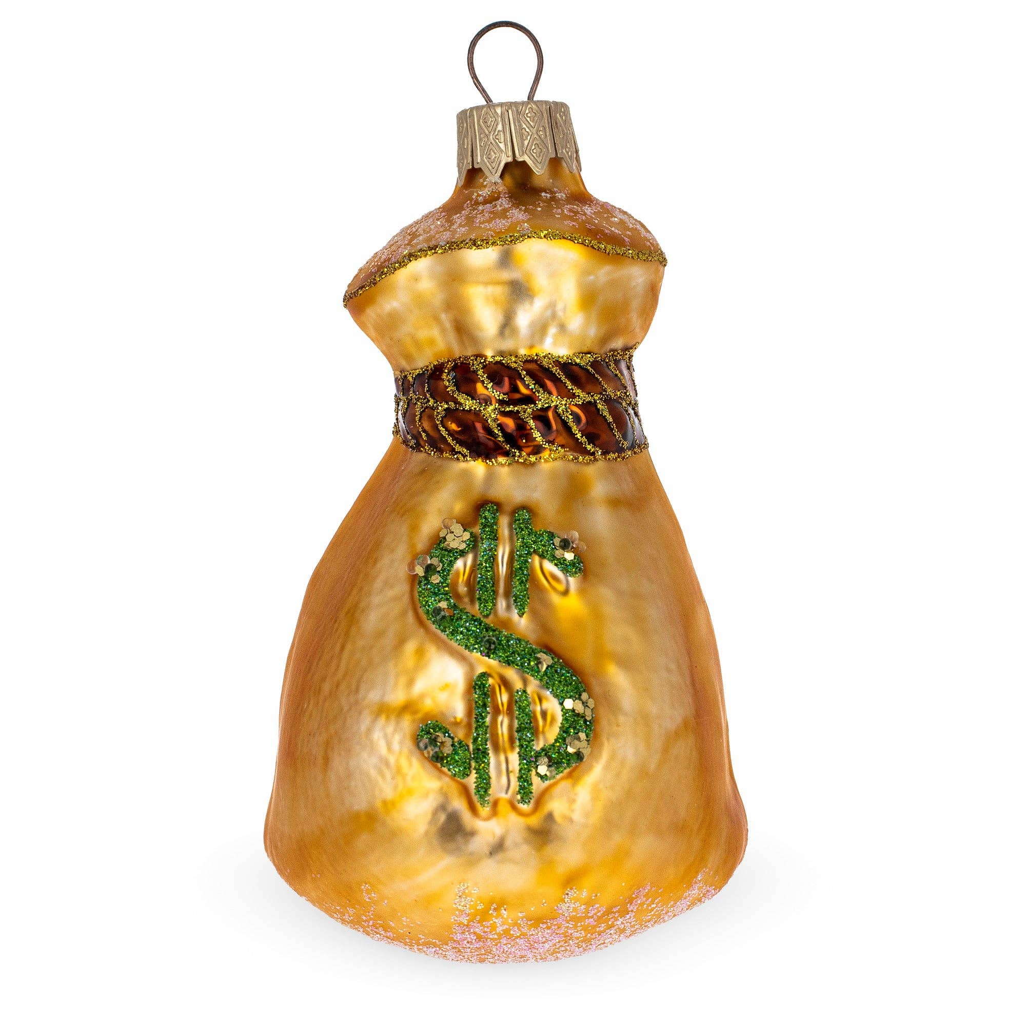 Money Bag Prosperity Glass Christmas Ornament
