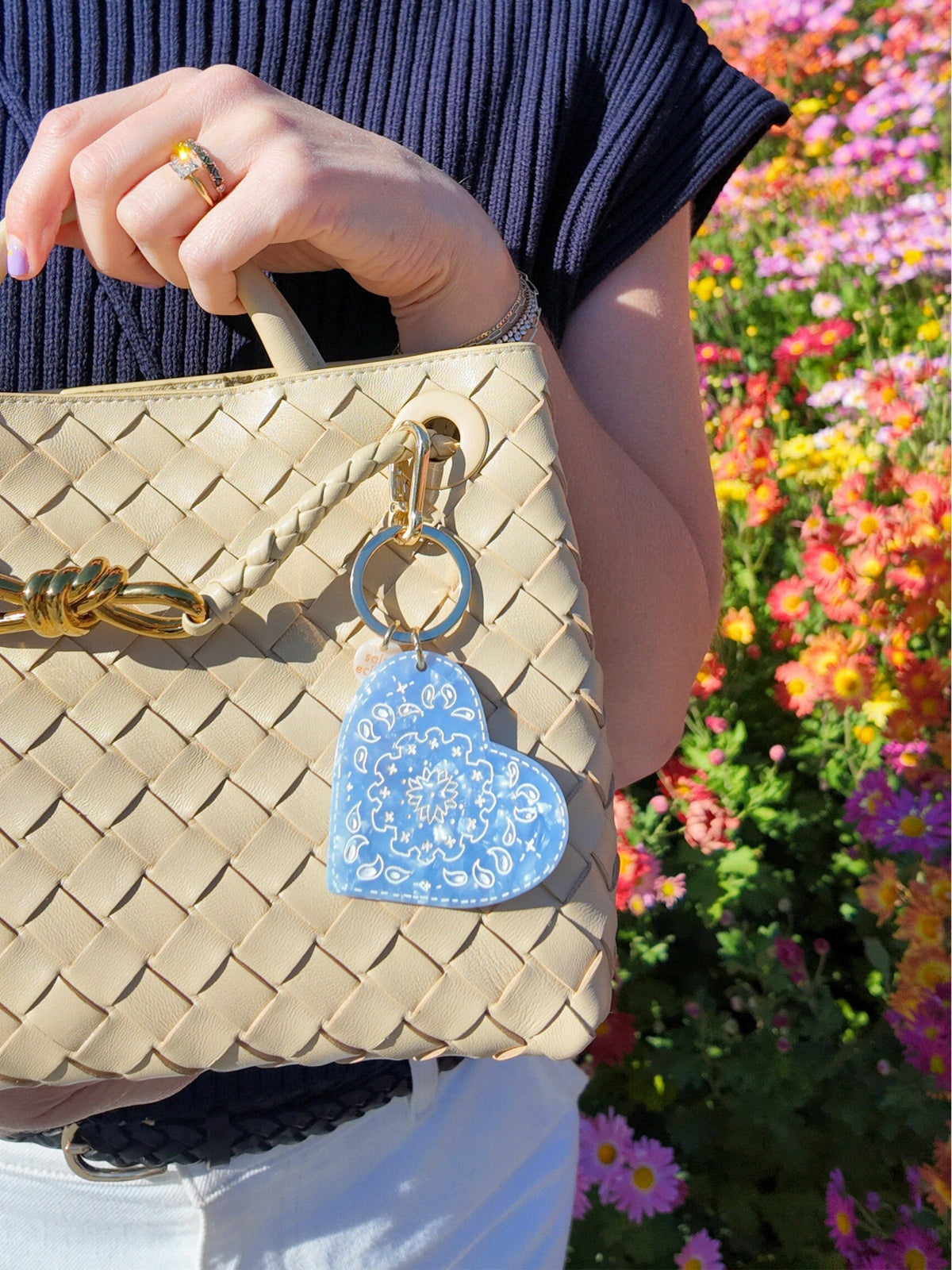 Solar Eclipse - Bag Charm + Keychain - Paisley Heart - Blue