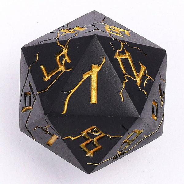 Metal 35mm D20 Spin Down Die - Matt Black with Gold