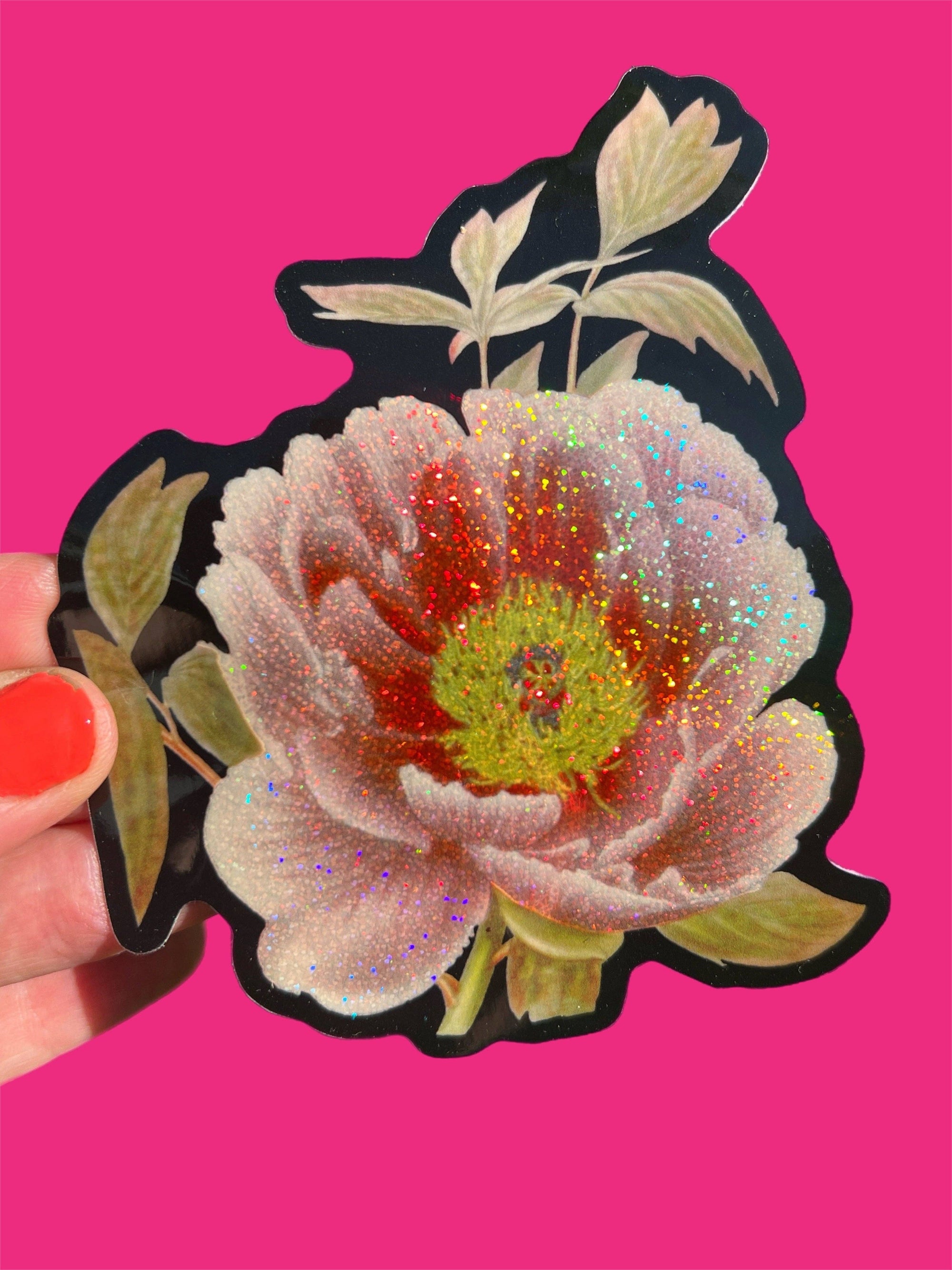 Peony Flower - Glitter Sticker