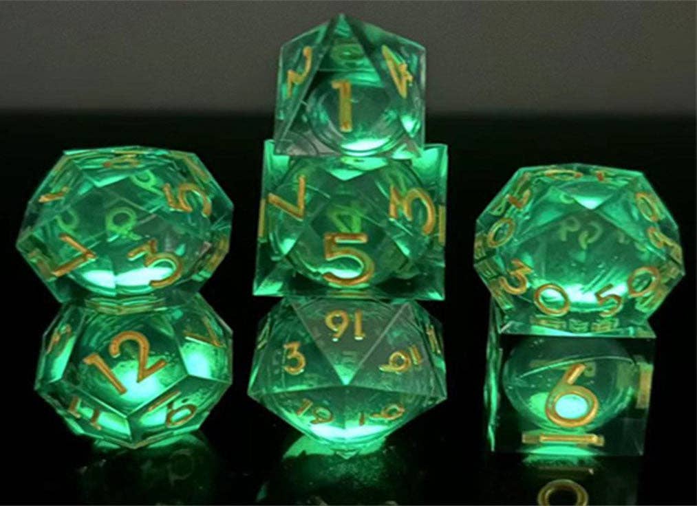 Sharp Edge - Glow in the Dark - Liquid Core - Dice Set - Blue Specter