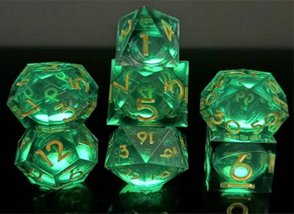 Sharp Edge - Glow in the Dark - Liquid Core - Dice Set - Blue Specter