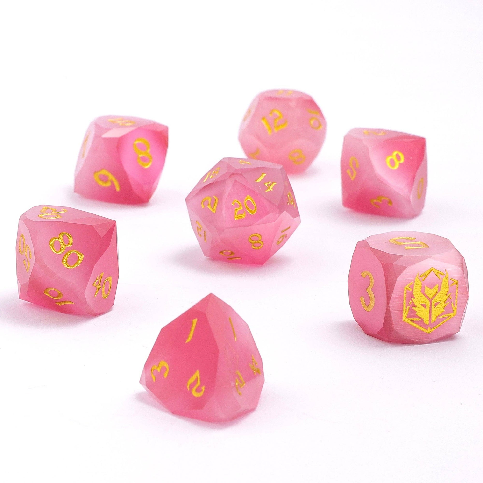 Dragon's Hoard Luster Cut Dice Set - Pink Cat's Eye