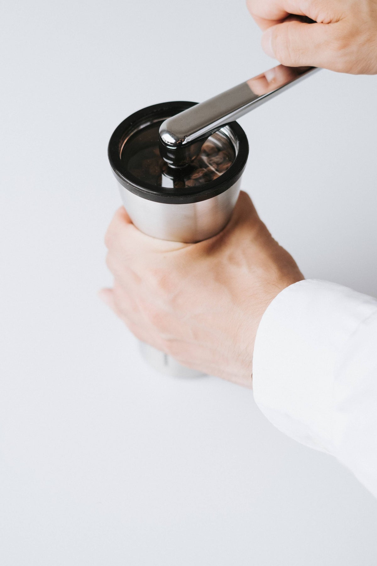Hario - "Mini-Slim Pro" Ceramic Coffee Mill - Silver