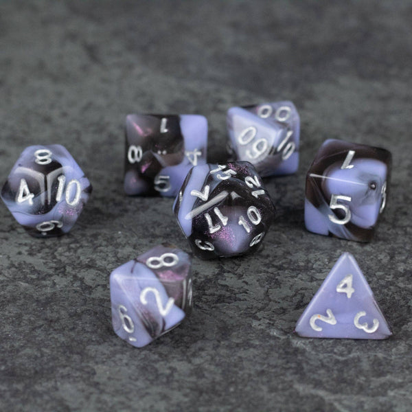 Periwinkle and Black Acrylic Dice Set - Space Camp
