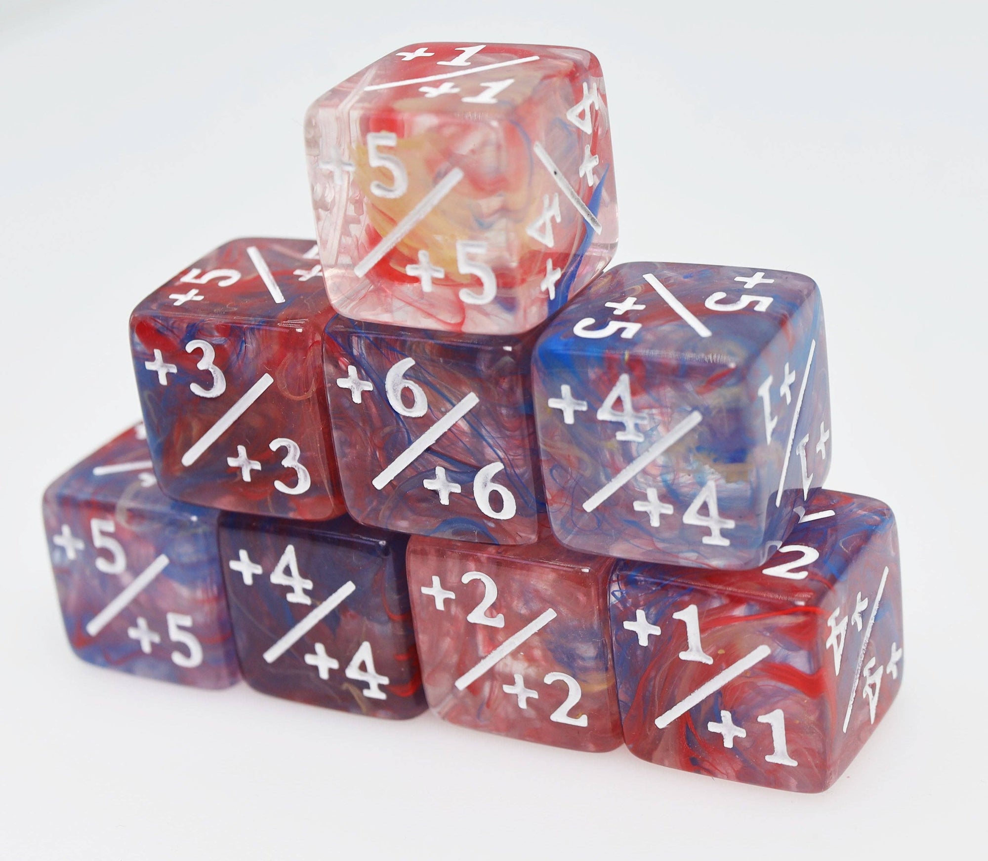 +1/+1 Primary Colored Marble Counters for Magic - Set of 8