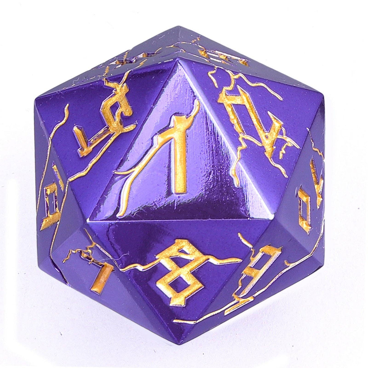 Hymgho Premium Dice - Barbarian 35mm Single D20 Spin Down - Purple and gold