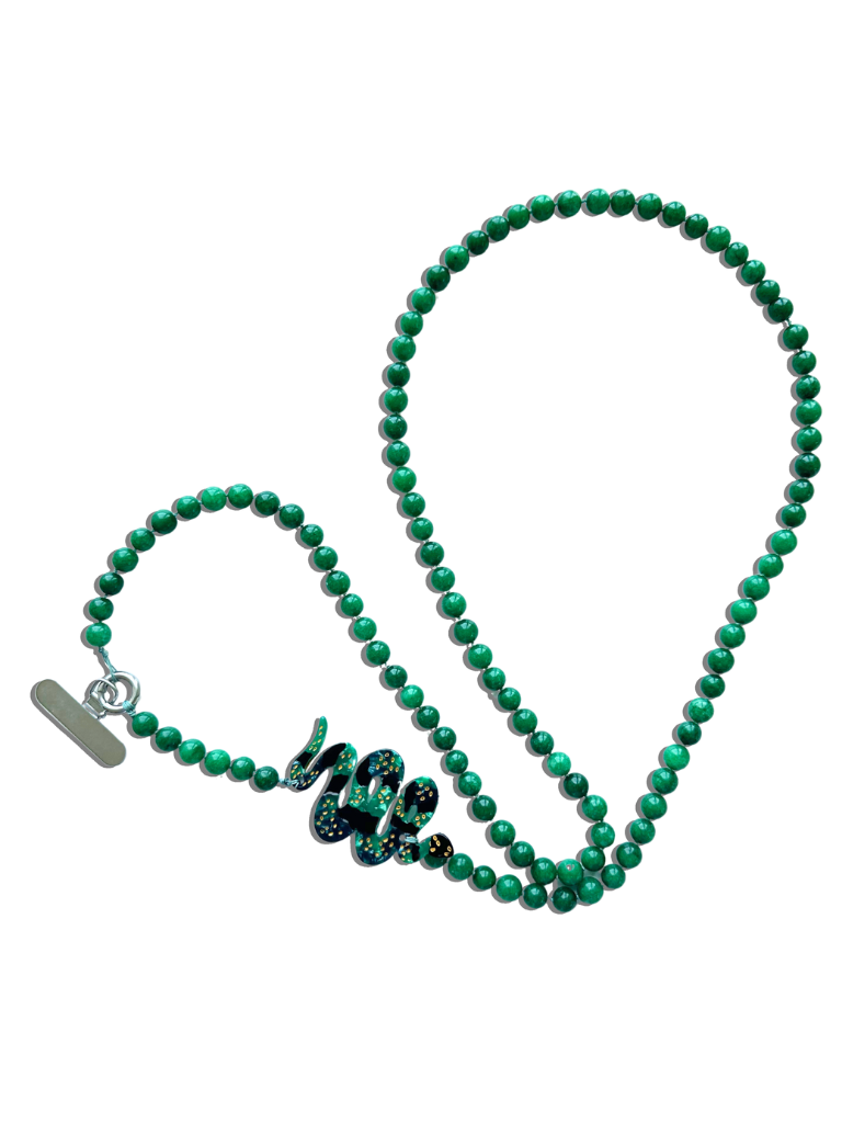 Solar Eclipse - Hand-painted Snake Gemstone Crossbody Phone Chain