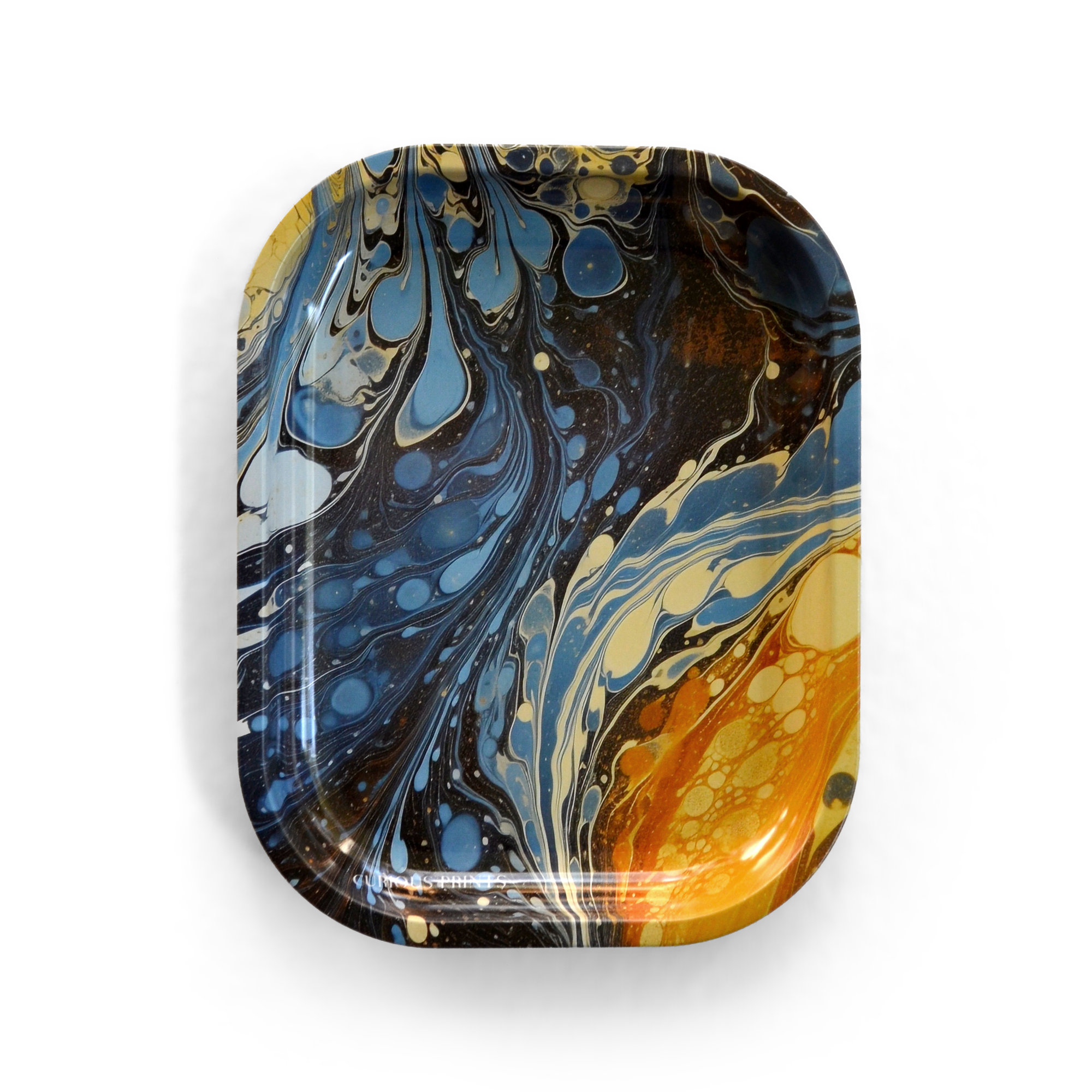 Marbled Metal Tray - Small - Blue Galaxy