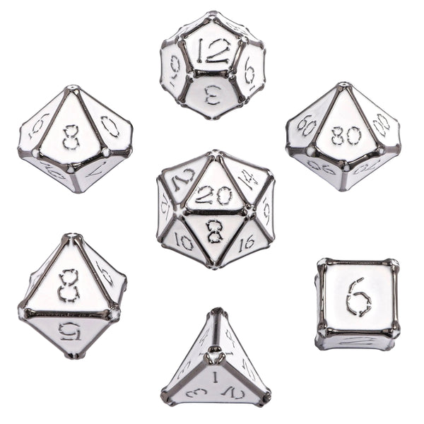 Bone Collector Solid Metal Dice Set - Gunmetal with White