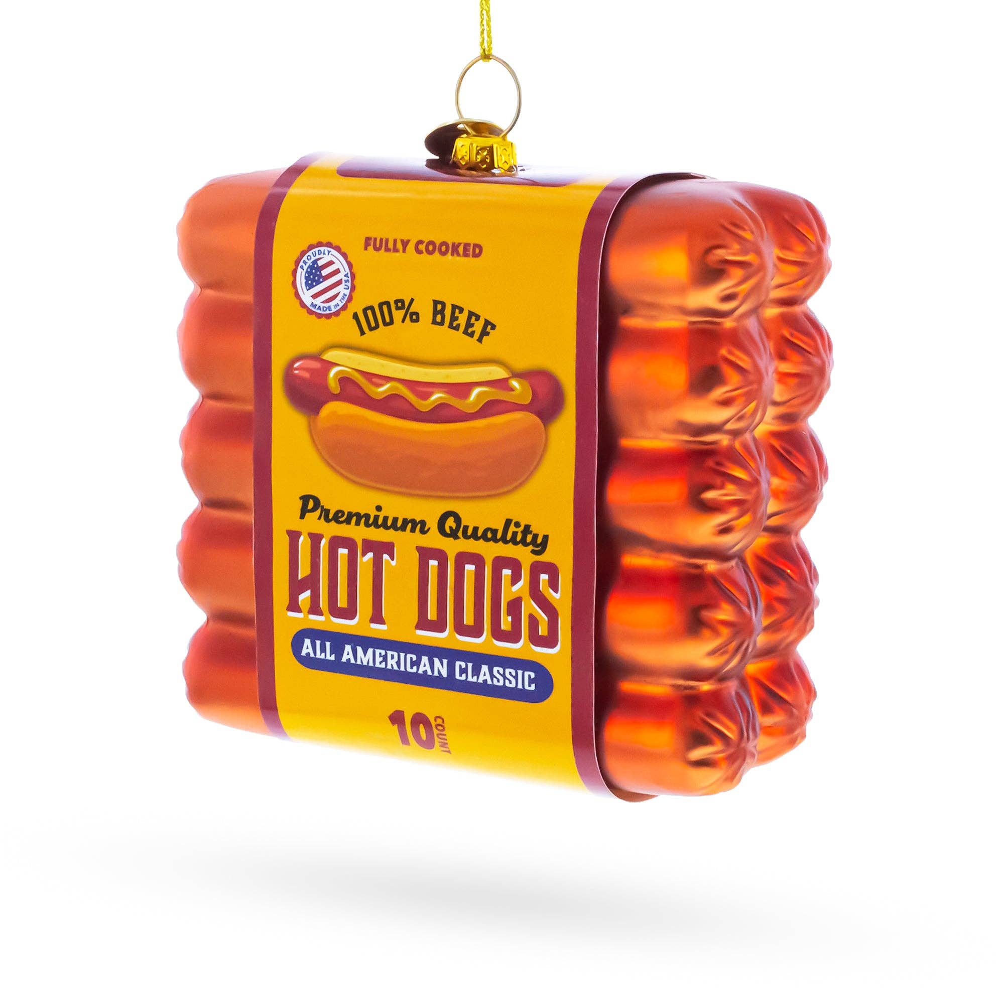 Hot Dogs Blown Glass Christmas Ornament
