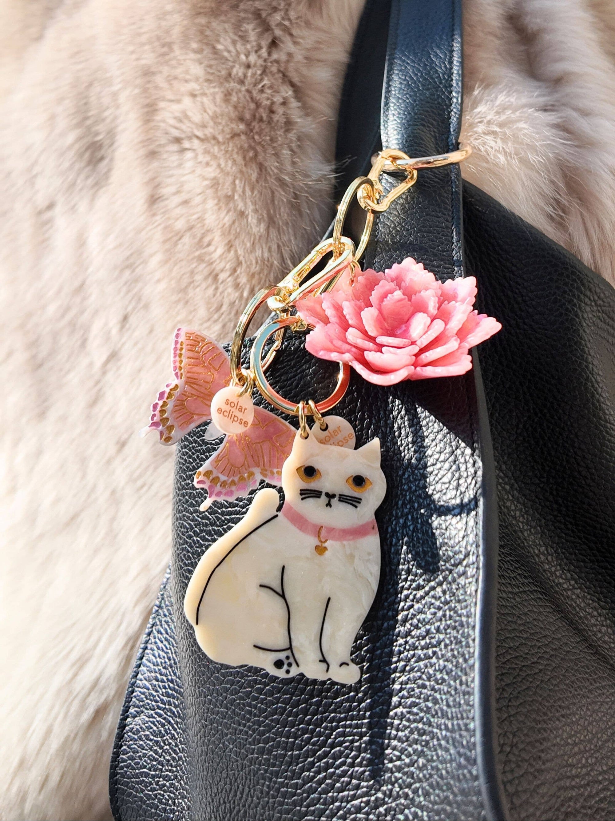 Solar Eclipse - Bag Charm + Keychain - White Swallowtail