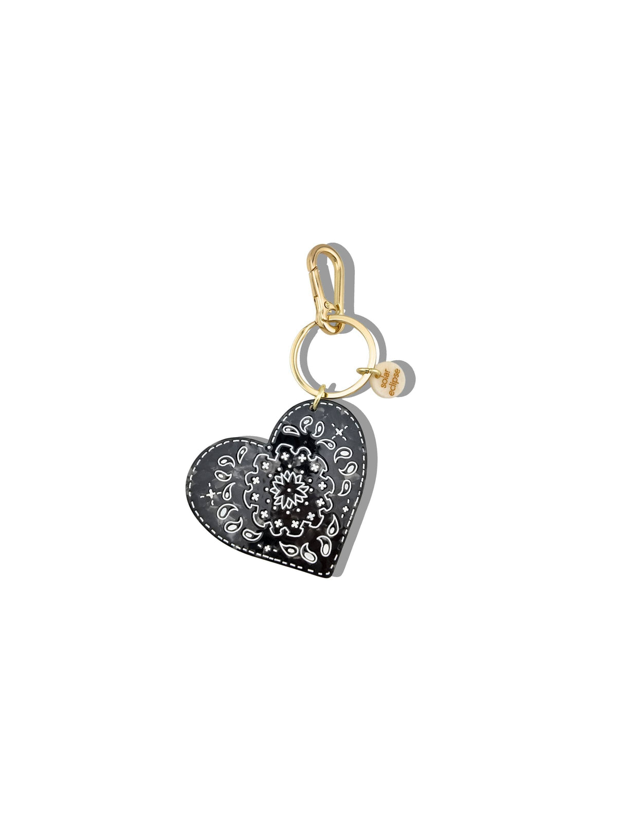 Solar Eclipse - Bag Charm + Keychain - Paisley Heart - Black
