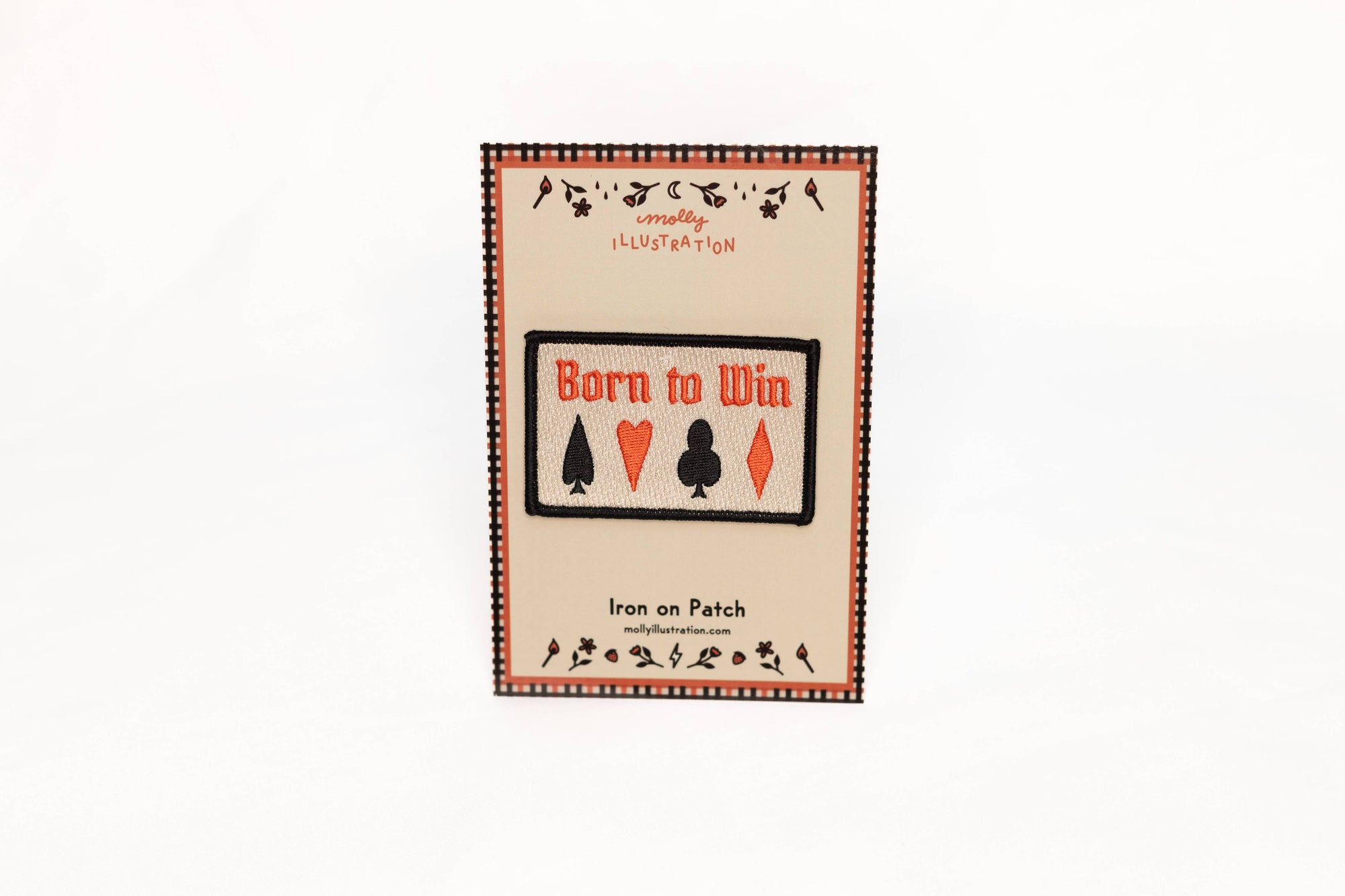 Vintage Style Embroidered Iron On Patch - Born to Win