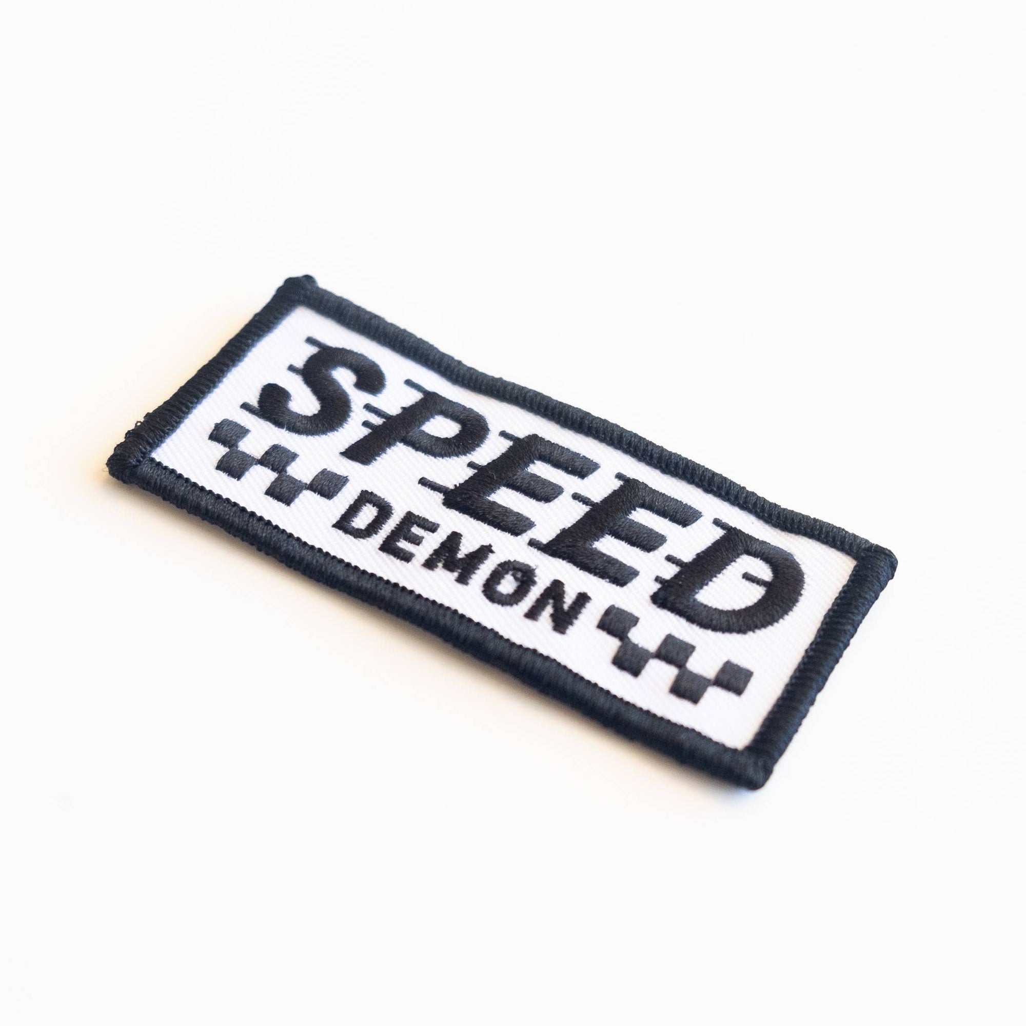 Speed Demon - Embroidered Iron on Patch - Black and White