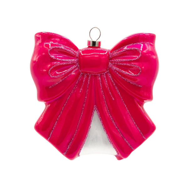 Pink Bow - Glass Ornament