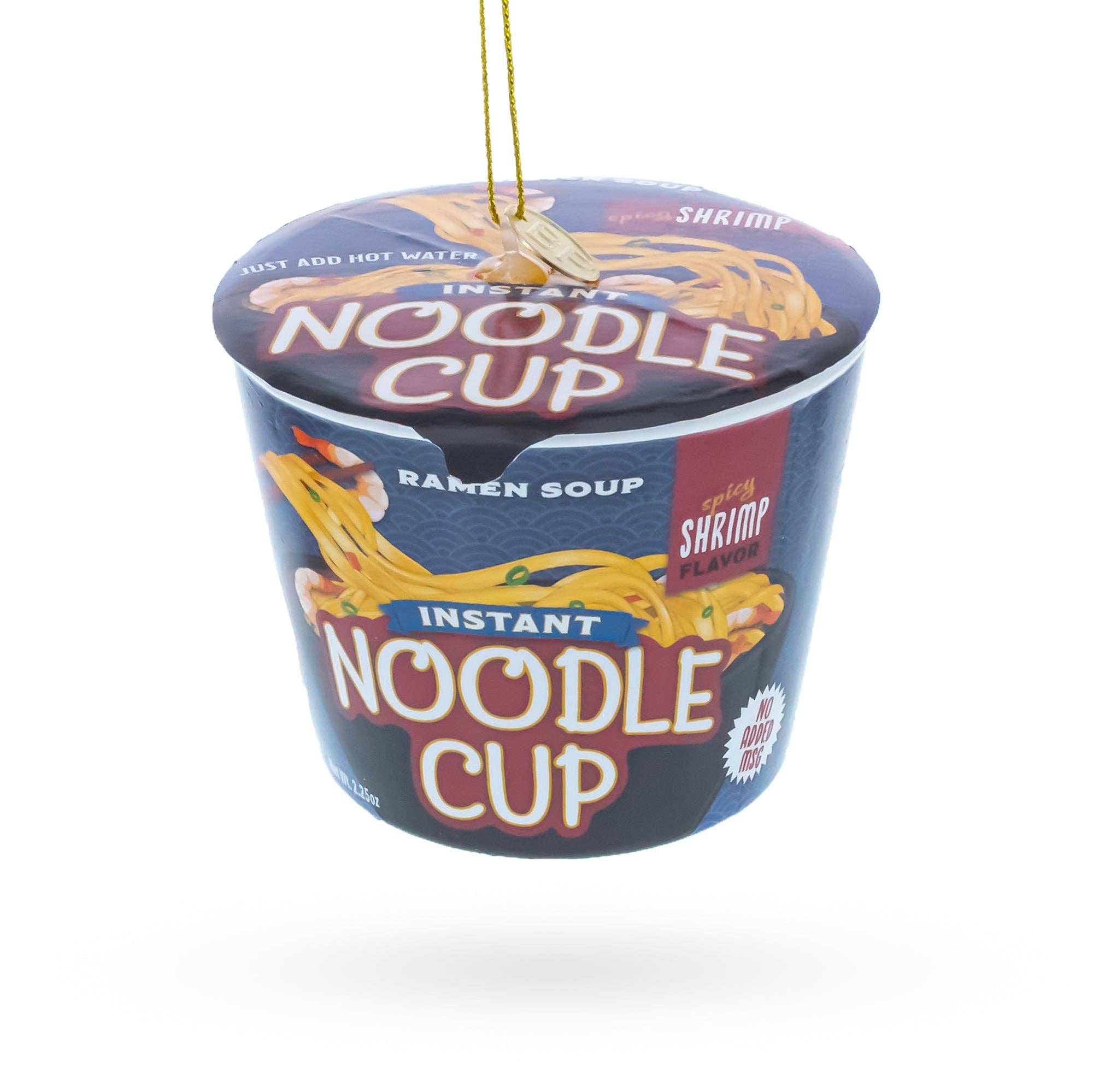 Instant Noodle Ramen Cup Blown Glass Christmas Ornament