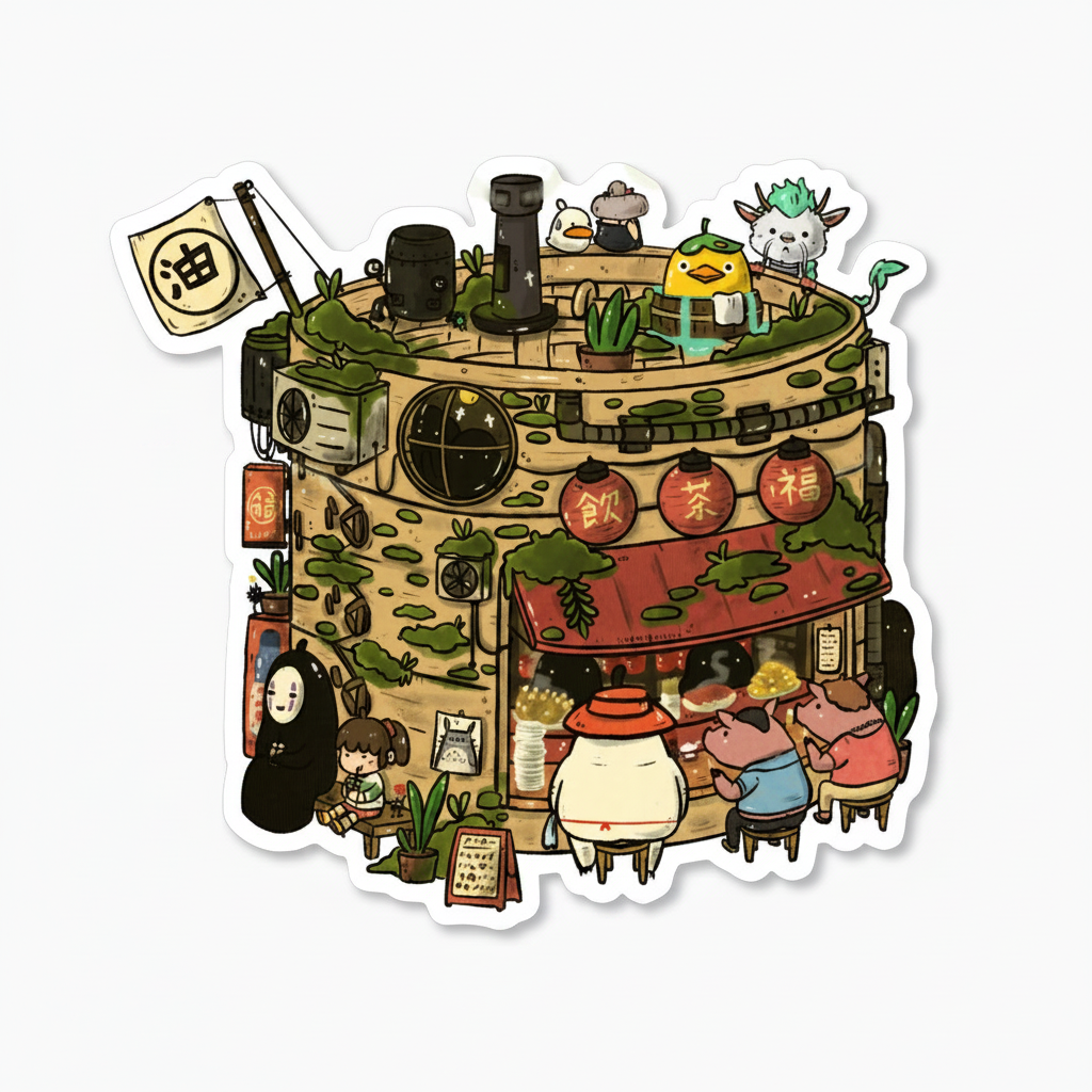 Steam Basket Dimsum Stall Vinyl Sticker