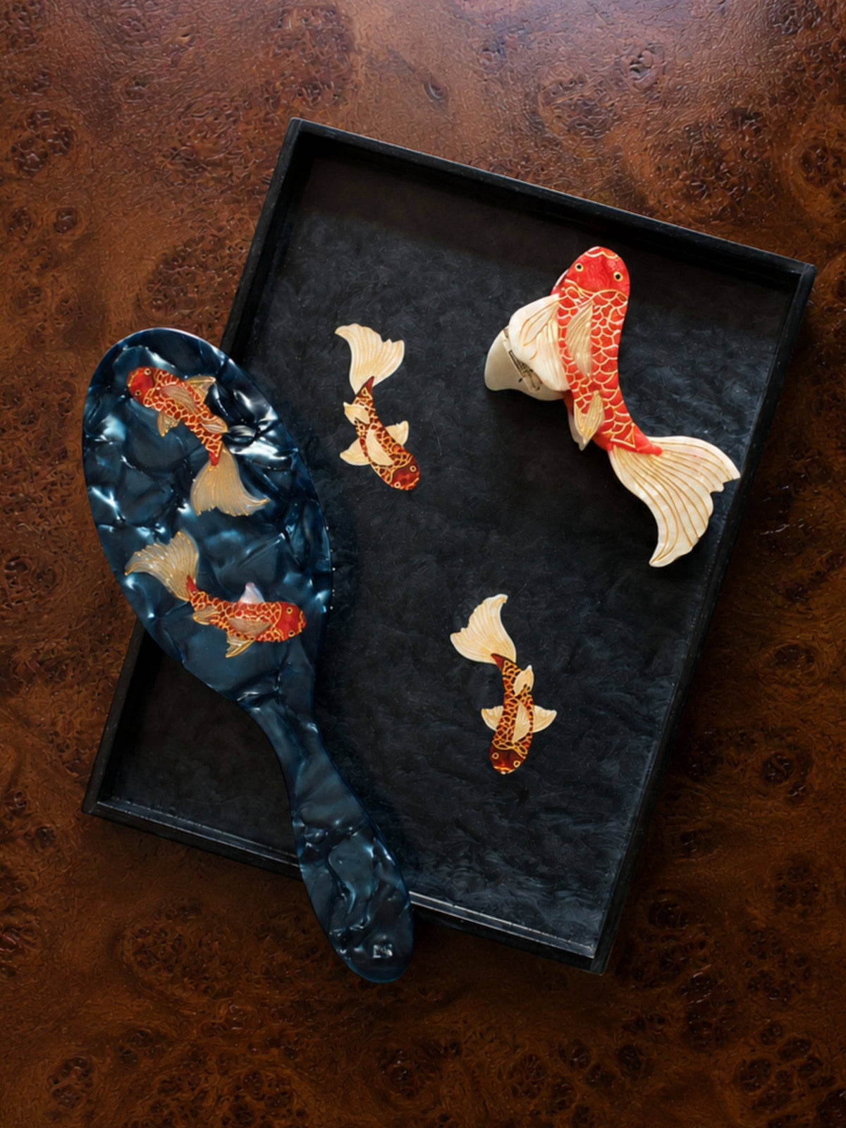 Solar Eclipse - Hand-painted Koi Fish Brush | Eco-Friendly: Amazing Hair Day