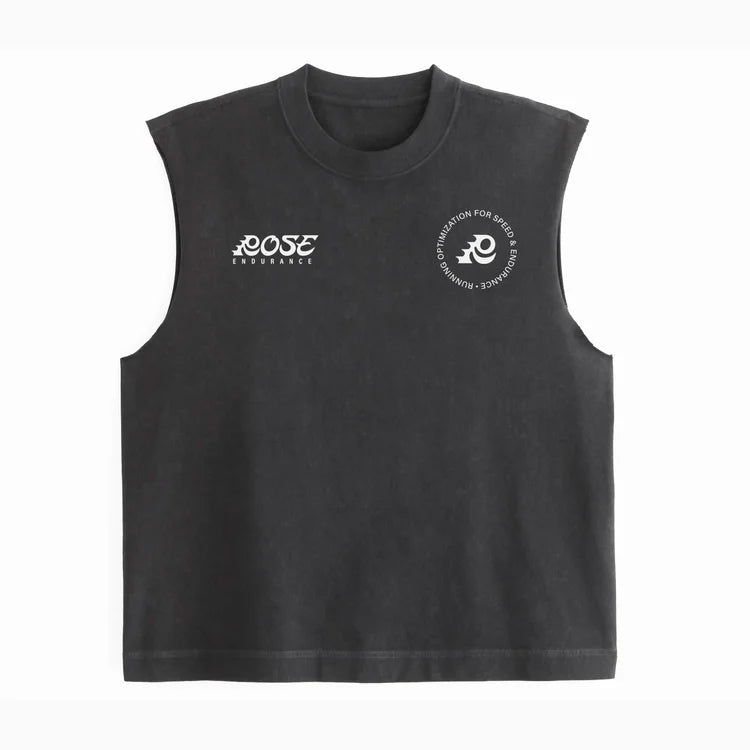 Rose Endurance - Rose Cut Off Tee - Washed Black