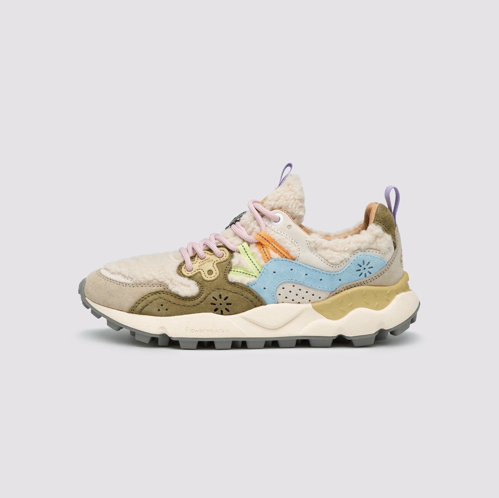 Flower Mountain - Yamano 3 Teddy Sneakers - Beige Militare Celeste