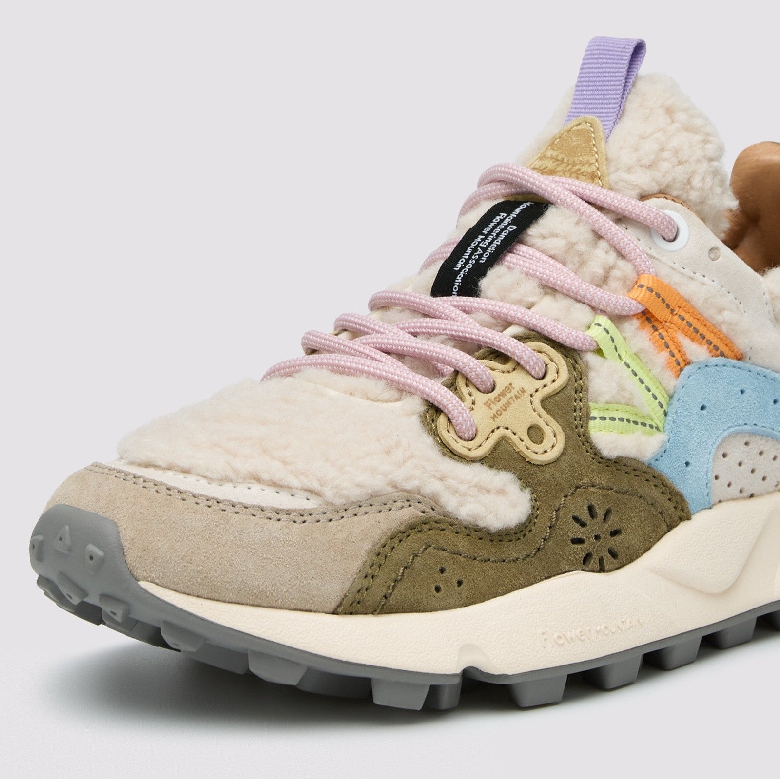 Flower Mountain - Yamano 3 Teddy Sneakers - Beige Militare Celeste