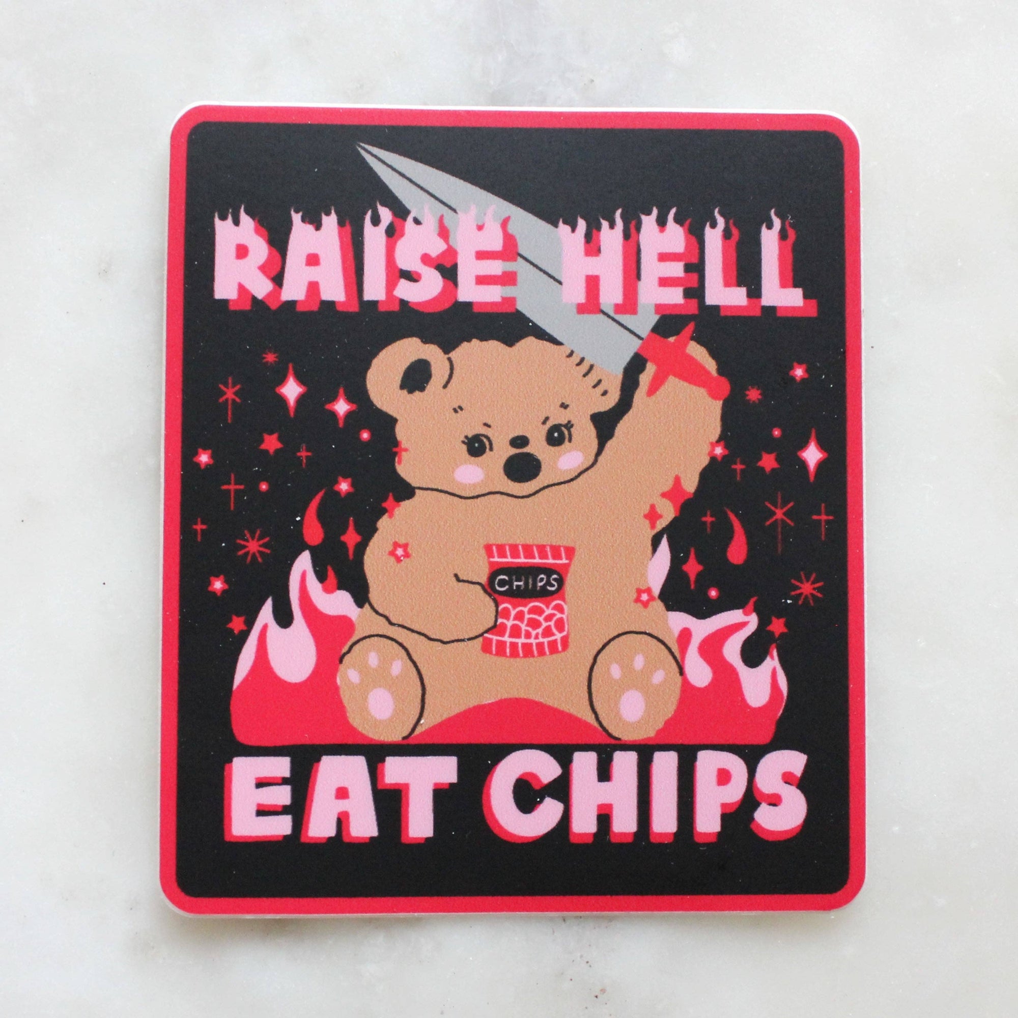 Raise Hell Eat Chips Sticker - Space Camp