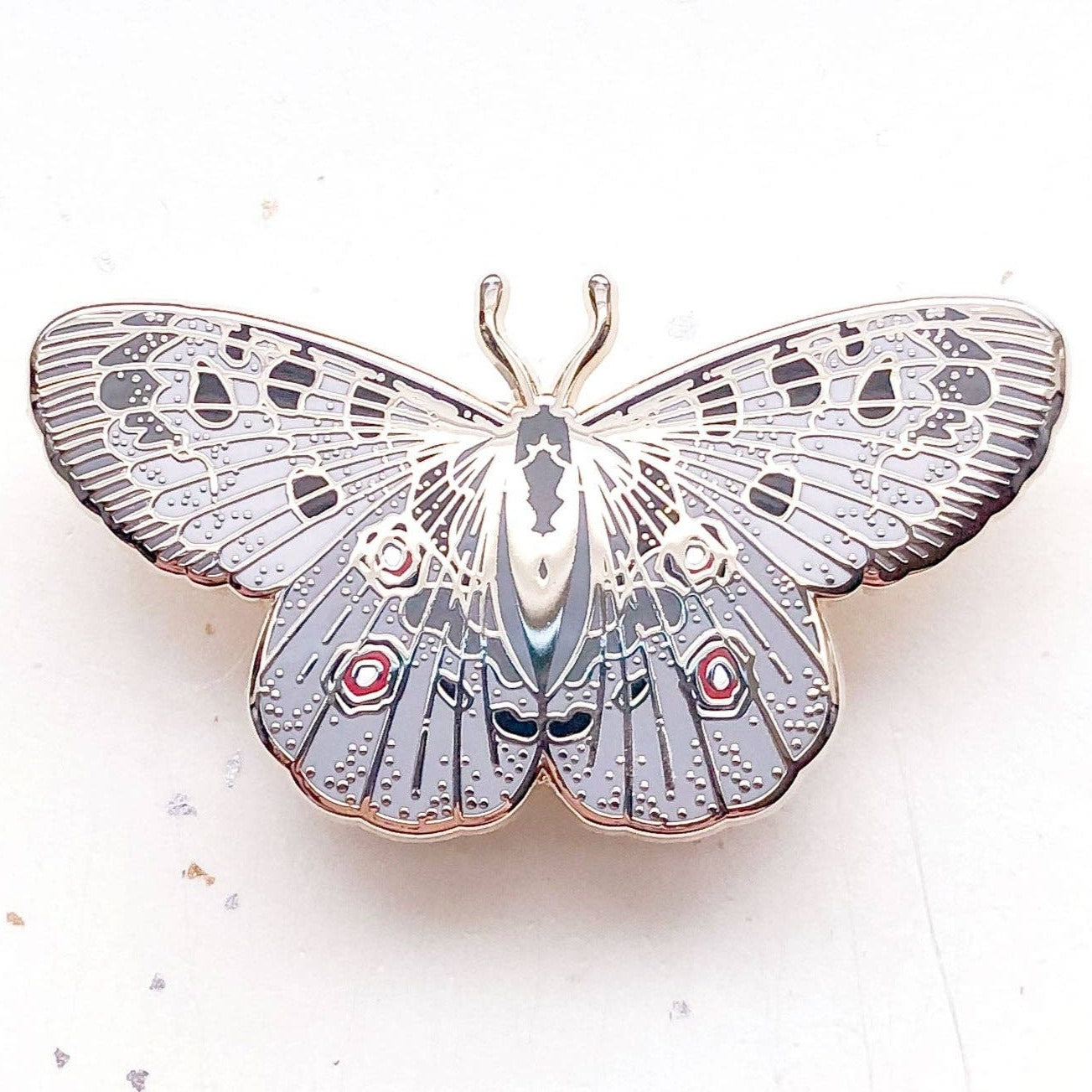 Mountain Apollo Butterfly (Parnassius apollo) Enamel Pin - Space Camp