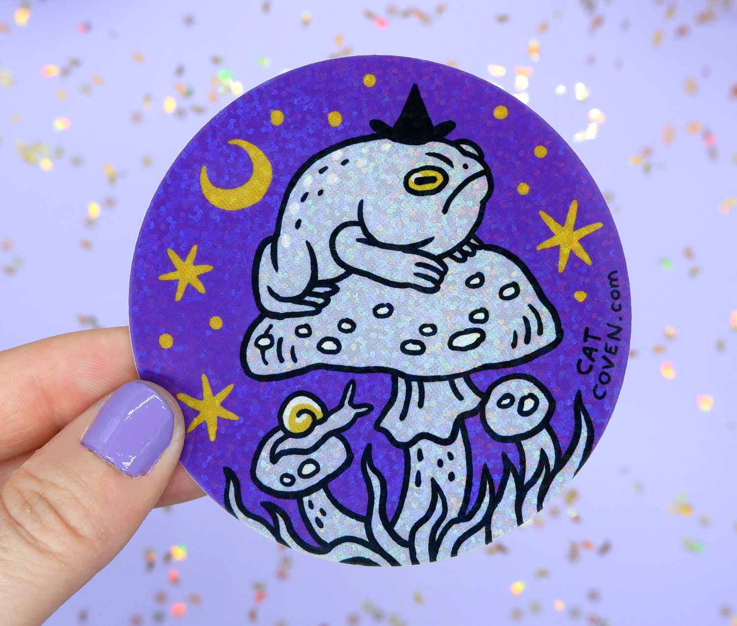 Grumpy Toad Witch - Glitter Sticker - Space Camp